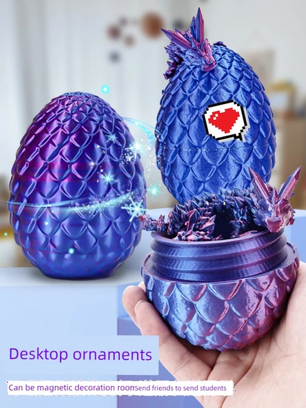 3D Baskı Ejderha Oyuncak Eğitici Hediye - Ejderha Yumurtası 11cm İpek Yeşil Ejderha Yumurtası + 30cm Maden Ejderhası - Resim 6