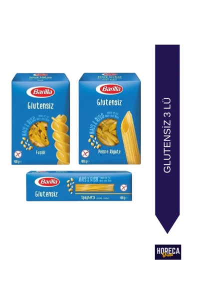 Barilla Glutensiz Makarna Penne 400gr, Fusulli 400gr Ve Spagetti 400 gr (3’LÜ GLUTEN SET)