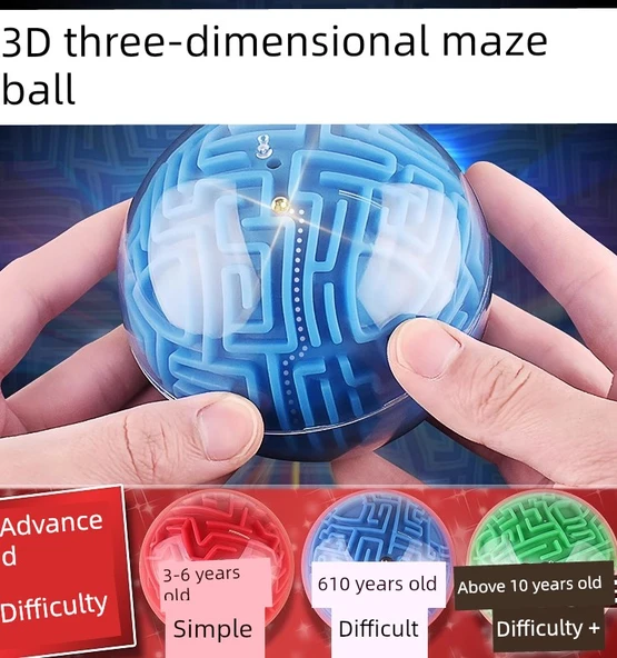 3D Labirent Topu - Mavi - Büyük Gökkuşağı Dairesi - Parlak - 2