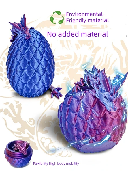 3D Baskı Ejderha Oyuncak Eğitici Hediye - Ejderha Yumurtası 11cm İpek Yeşil Ejderha Yumurtası + 30cm Maden Ejderhası - Resim 4