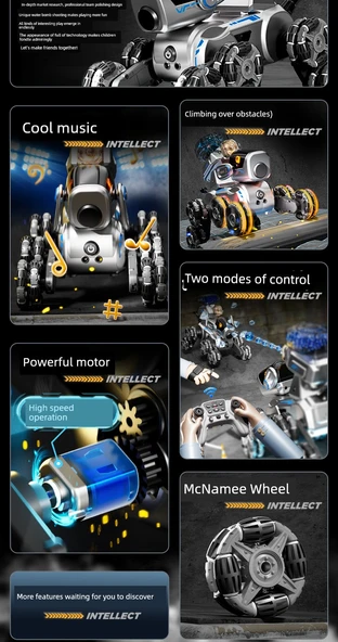 Sekiz Tekerlekli Akrobatik Robot Köpek - Tek Elektrikli Kumanda + Saat - 9