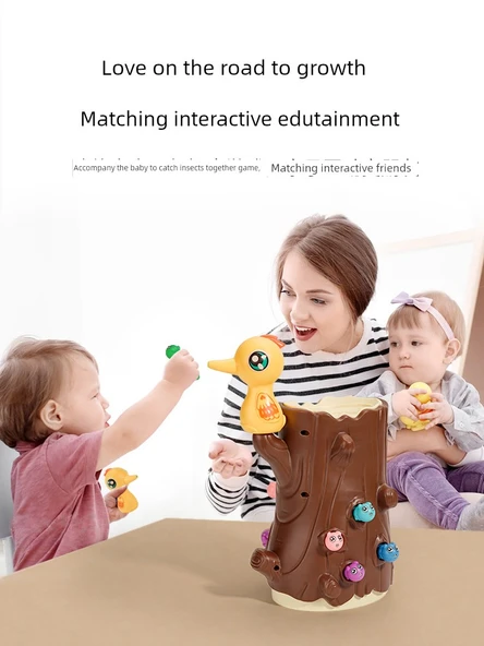 Ağaçkakan Bebek Besleme Oyunu - Büyük Direk + Yeşil Yumurta + 2 Ağaçkakan Çifti + 30 Sevimli Solucan Lüks Etkileşimli Versiyon - Resim 6