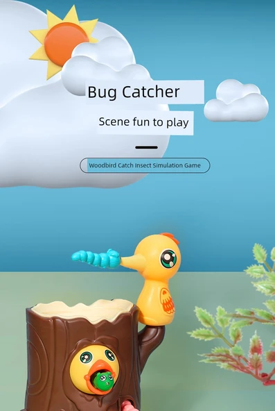 Ağaçkakan Bebek Besleme Oyunu - Büyük Direk + Yeşil Yumurta + 2 Ağaçkakan Çifti + 30 Sevimli Solucan Lüks Etkileşimli Versiyon - Resim 8