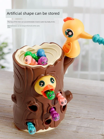 Ağaçkakan Bebek Besleme Oyunu - Büyük Direk + Yeşil Yumurta + 2 Ağaçkakan Çifti + 30 Sevimli Solucan Lüks Etkileşimli Versiyon - Resim 3