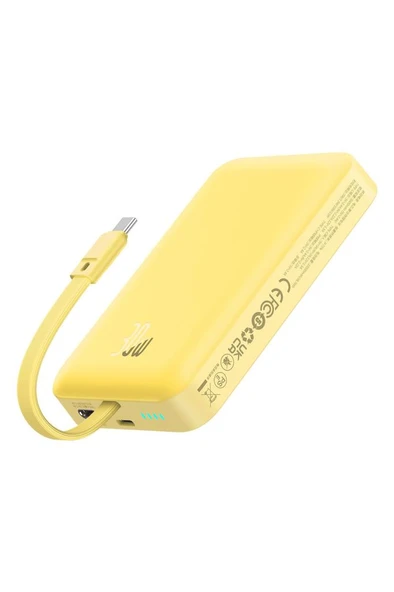 Baseus MgSafe Mini 30 W Sarı 10000 mAh Hızlı Şarj Kablosuz Powerbank Teşhir