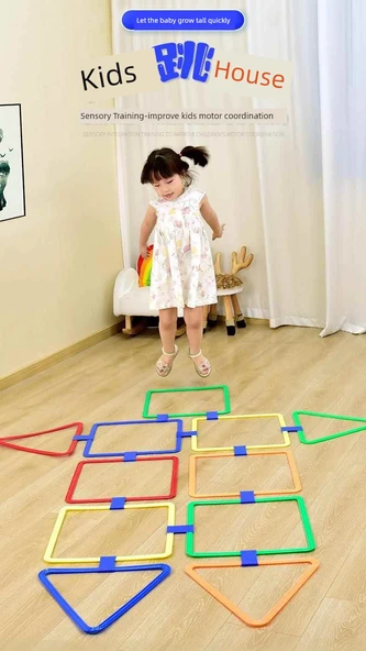Çocuklar için Sek Sek Yüzük Seti - Ekstra Büyük 48cm, 10 Yüzük, 10 Kanca, 2 Kum Torbası - 8