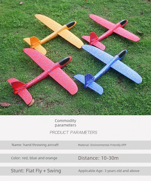 Sünger Kaydırak Uçak Modeli 48cm Tam Gövde Işıklı - Mor (1 Al 2 Bedava) - 7