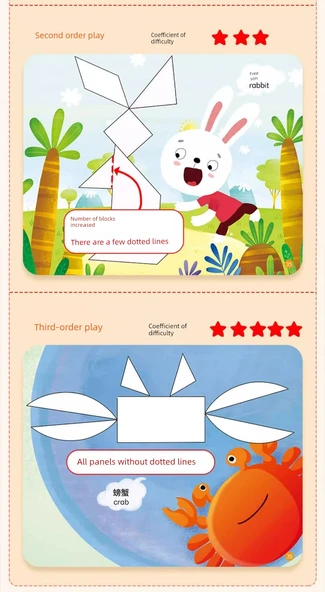 Çocuklar için Manyetik Tangram Bulmacası - Matematik Aydınlatma - Tek Kitap (3-6 Yaş) - 12