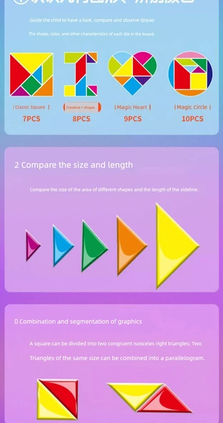 Çocuklar için Manyetik Tangram Bulmacası - Matematik Aydınlatma - Tek Kitap (3-6 Yaş) - 10