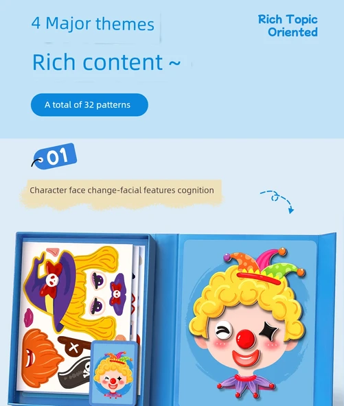 Çocuklar için Manyetik Kıyafet Bulmacası - Tam Set (4 Kutu, 32 Desen) - 10