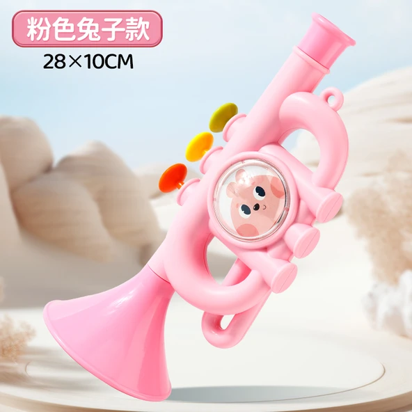 Müzik Oyuncağı Mini Düdük Dikey Flüt Başlangıç Müzik Aleti - Pembe Moe Tavşanı Oynama Anahtarı Ses Değiştiren Horn