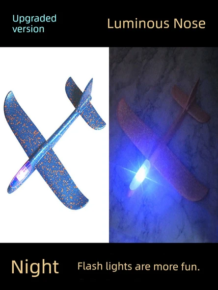 Sünger Kaydırak Uçak Modeli 48cm Tam Gövde Işıklı - Yeşil (1 Al 2 Bedava) - 3