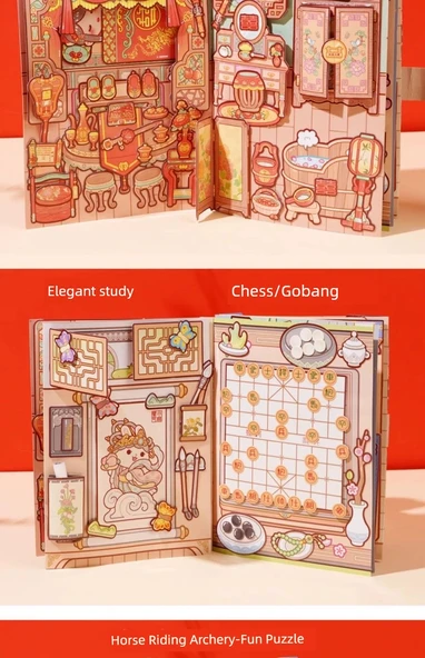 DIY Manyetik Sessiz Kitap - İki Parça Set - Tembel Hafta Sonu + Jiangnan Seyahatleri 1 - 12