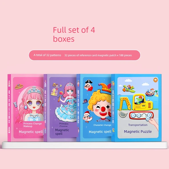 Çocuklar için Manyetik Kıyafet Bulmacası - Tam Set (4 Kutu, 32 Desen)