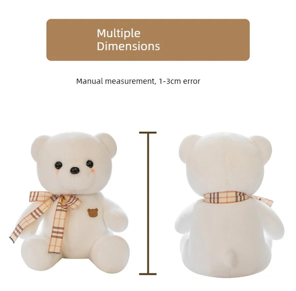 Tavşan Tüyü Ayı Peluş Bebek - Beyaz - 30cm - 12