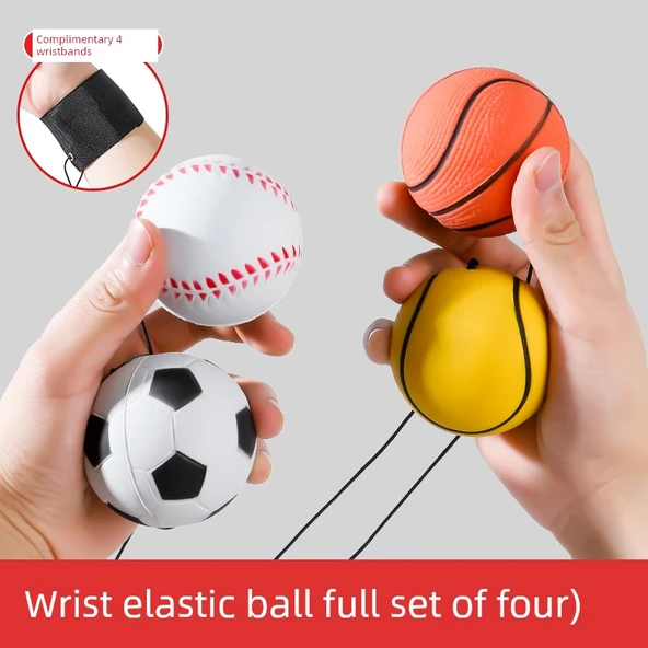 Spor Topu Egzersiz Oyuncağı - [4'lü Set] Basketbol + Futbol + Tenis + Beyzbol