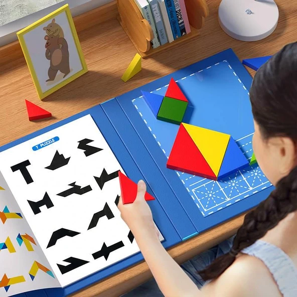 Manyetik Tangram Bulmacası - Pembe [96 Soru] - 4