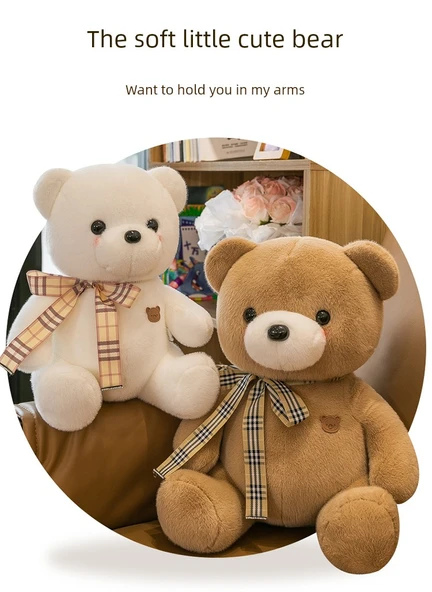 Tavşan Tüyü Ayı Peluş Bebek - Beyaz - 30cm - 8