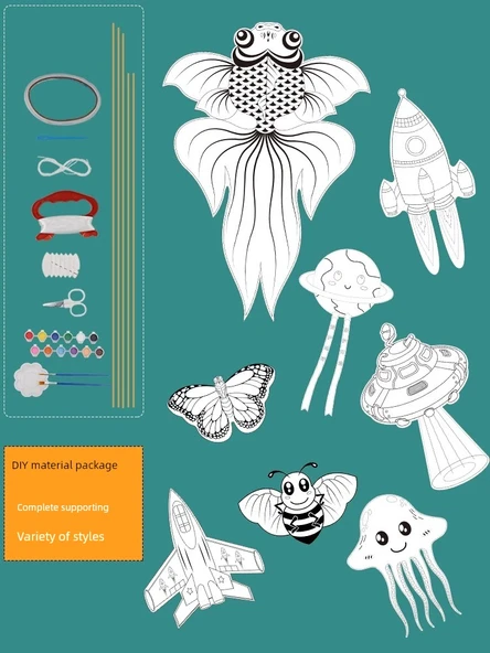 DIY El Yapımı Uçurtma Yarı Mamul Malzeme Paketi - Uçan Daire - 2