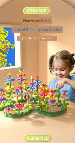 DIY Bahçe Yapı Blokları Çiçek Düzenleme Bulmaca Oyuncakları - 34 Parça - 10