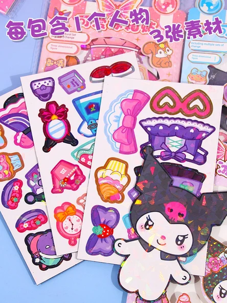 Sanrio Manyetik Giydirme Çıkartmaları - 2 Paket Rastgele - Lazer Sanrio Manyetik Yama - 10