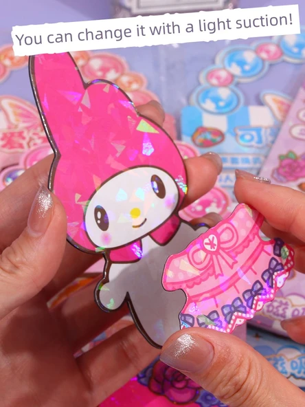 Sanrio Manyetik Giydirme Çıkartmaları - 2 Paket Rastgele - Lazer Sanrio Manyetik Yama - 6