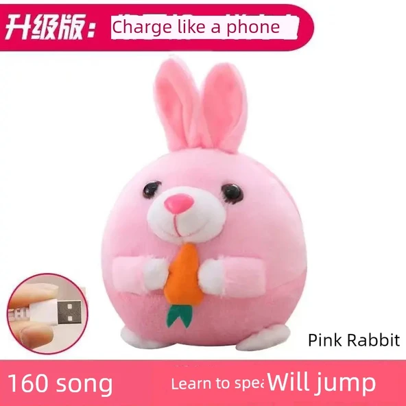 Etkileşimli Müzikal Zıplayan Peluş Oyuncak - Turp Tavşanı - Şarjlı - Çince
