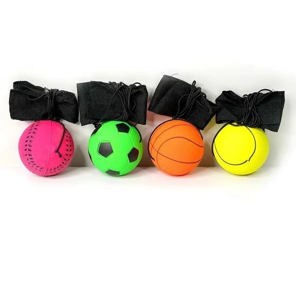 Spor Topu Egzersiz Oyuncağı - [4'lü Flüoresan Set] Basketbol + Futbol + Tenis + Beyzbol