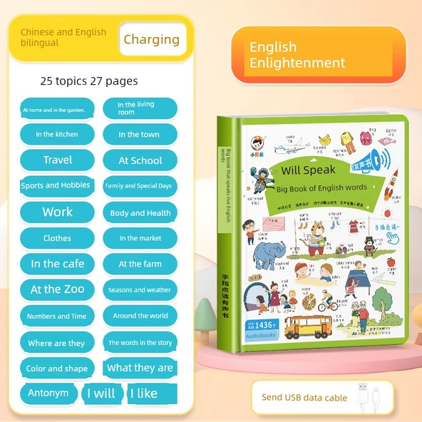 Konuşan Erken Eğitim Sesli Kitap - İngilizce Aydınlatması - Konuşan İngilizce Kelimeler Büyük Kitabı