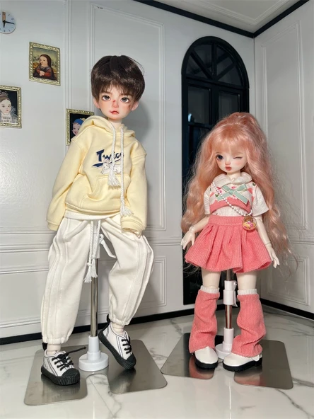 Ayarlanabilir BJD Bebek Sergi Standı - 4 Kare Plaka Paslanmaz Çelik (45cm silikon için) - 8