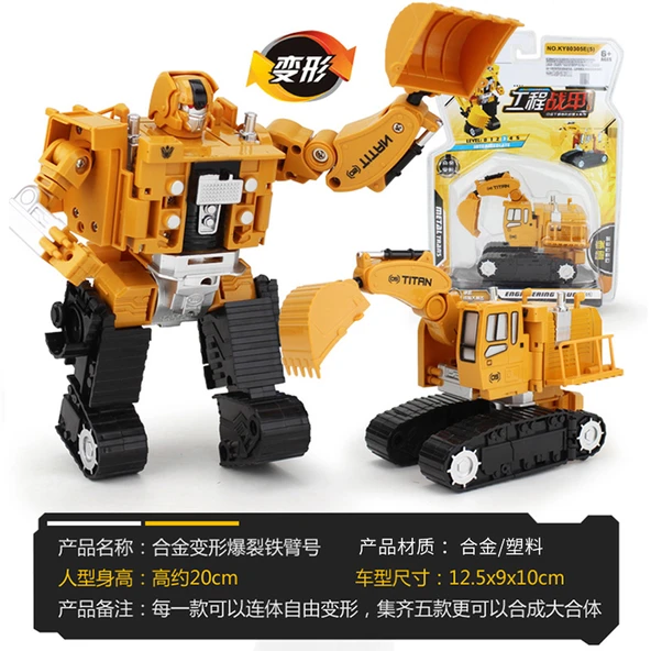 Değişim Oyuncak Alaşım Mühendislik Aracı Robot Hercules Ekskavatör Kamyon - Demir Kol Kral-Ekskavatör