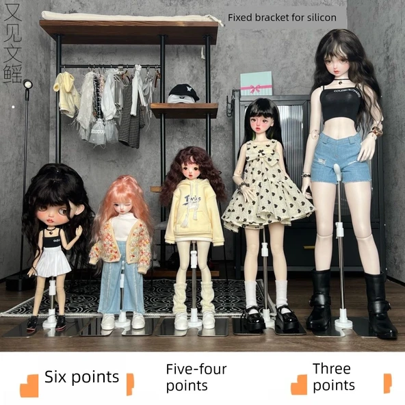 Ayarlanabilir BJD Bebek Sergi Standı - 4 Kare Plaka Paslanmaz Çelik (45cm silikon için) - 7