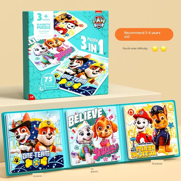 PAW Patrol Magnetik Bulmaca Seti - Wang Wang Takımı 20+25+30 Parça İkinci Sipariş