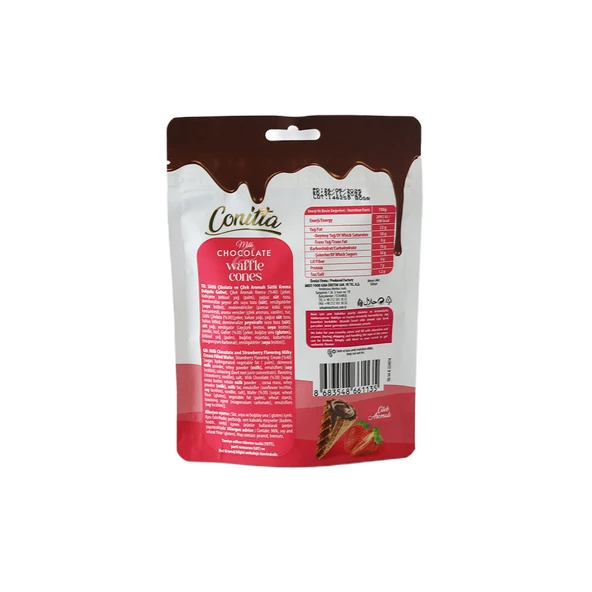 Conitta Çilek Aromalı ve Sütlü Çikolatalı Gofret 80 Gr. (1 Paket) - Resim 2