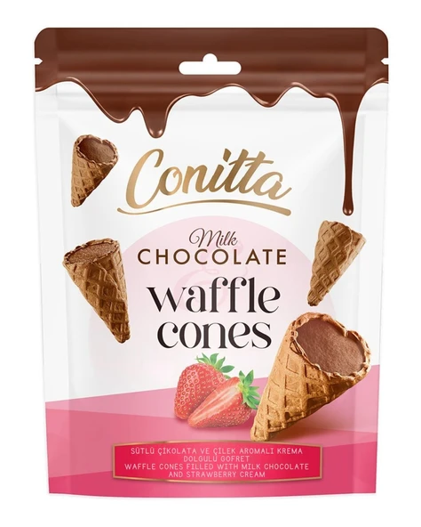 Conitta Çilek Aromalı ve Sütlü Çikolatalı Gofret 80 Gr. (1 Paket)