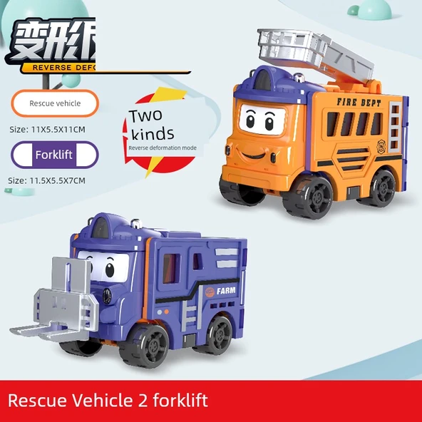 Eğitici Oyuncak Araba - Bir Araç - Kurtarma Araba Değişken Forklift