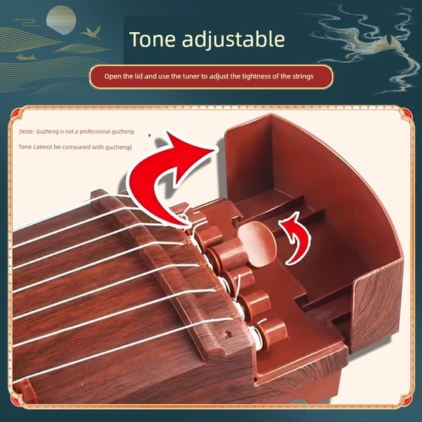 Çocuklar için Guzheng Başlangıç Müzik Aleti - Kırmızımsı Kahverengi - 10
