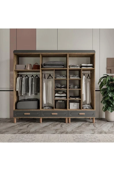 AKA HOME Arel 6 Kapaklı MDF Çekmeceli Gardırop - 3