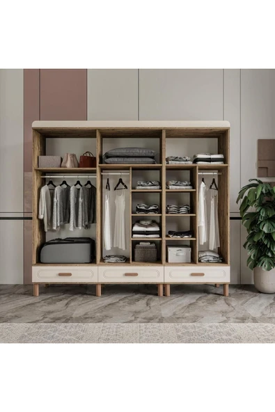 AKA HOME Arel 6 Kapaklı MDF Çekmeceli Gardırop - 3