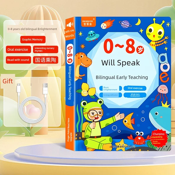 İkili Eğitim Sesli Kitap Öğrenme Makinesi - 0-8 Yaş - İkili Eğitim