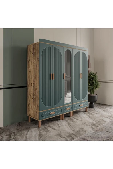 AKA HOME Arel 5 Kapaklı MDF Çekmeceli Gardırop