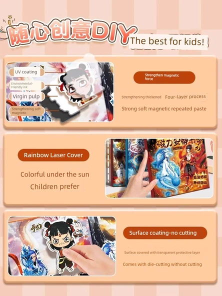 Manyetik Sessiz Kitap - 1 Paket - Tiangong Ruhsal Pratik - Büyük Boy Lazer Tam Renk - 5