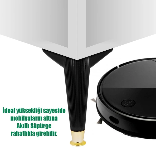Mobilya Kanepe Koltuk Ünite Ayağı 22 Cm Siyah Konsol Tv Ünitesi Ayakları 4 Adet - 4