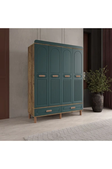 AKA HOME Cemre 4 Kapaklı MDF Çekmeceli Gardırop