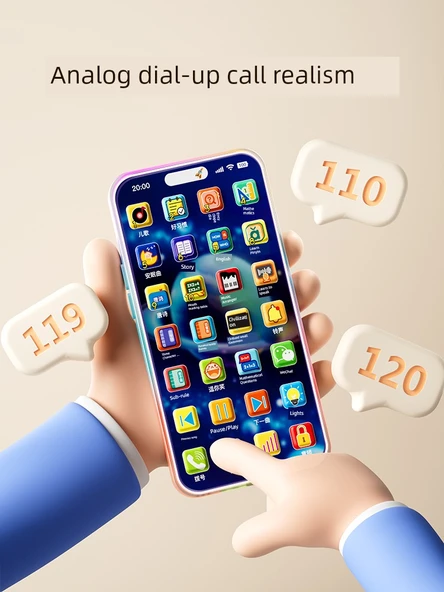 Çocuklar için Erken Eğitim Simülasyon Mobil Telefon Oyuncağı - 32 Tuşlu Küçük Ateş Ejderhası - 28000 Erken Eğitim İçeriği - Akustik ve Optik Kontrol - 6