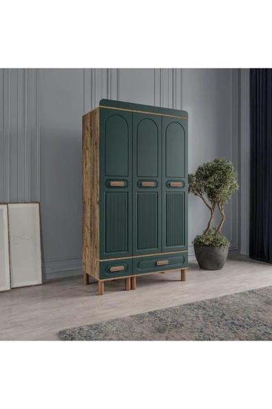 AKA HOME Cemre 3 Kapaklı MDF Çekmeceli Gardırop