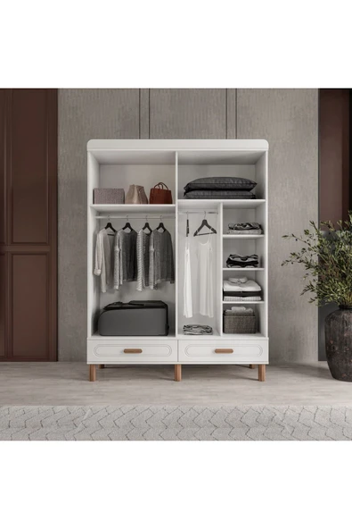 AKA HOME Cemre 4 Kapaklı MDF Çekmeceli Gardırop - 3