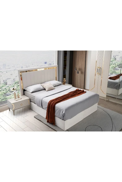 AKA HOME Petek Yatak Odası %100 MDF (Yatak Baza & Başlık Dahil Tam Set) - 3