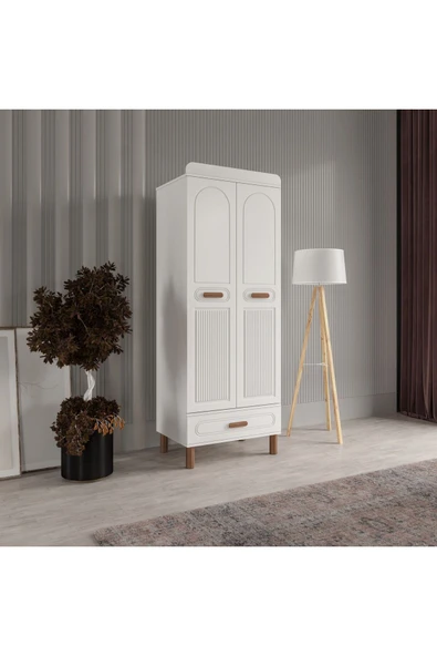 AKA HOME Cemre 2 Kapaklı Mdf Çekmeceli Gardırop