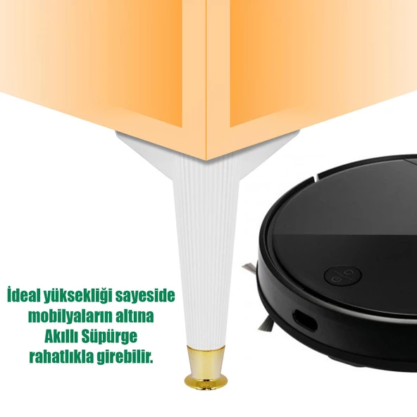 Mobilya Kanepe Koltuk Ünite Ayağı 22 Cm Beyaz Konsol Tv Ünitesi Ayakları (4 ADET) - 4